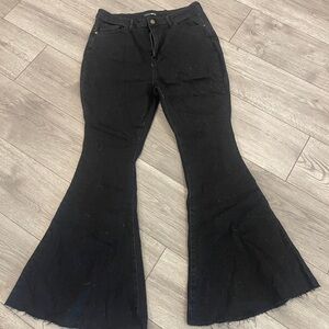 Fashion Nova Black Flare Wide Leg Jeans